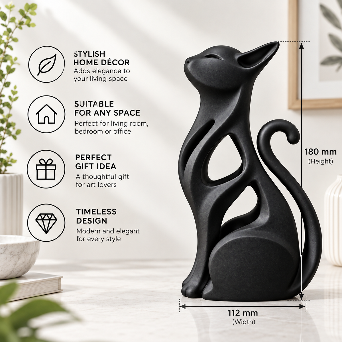 Modern Minimalist Abstract Cat Sculpture
