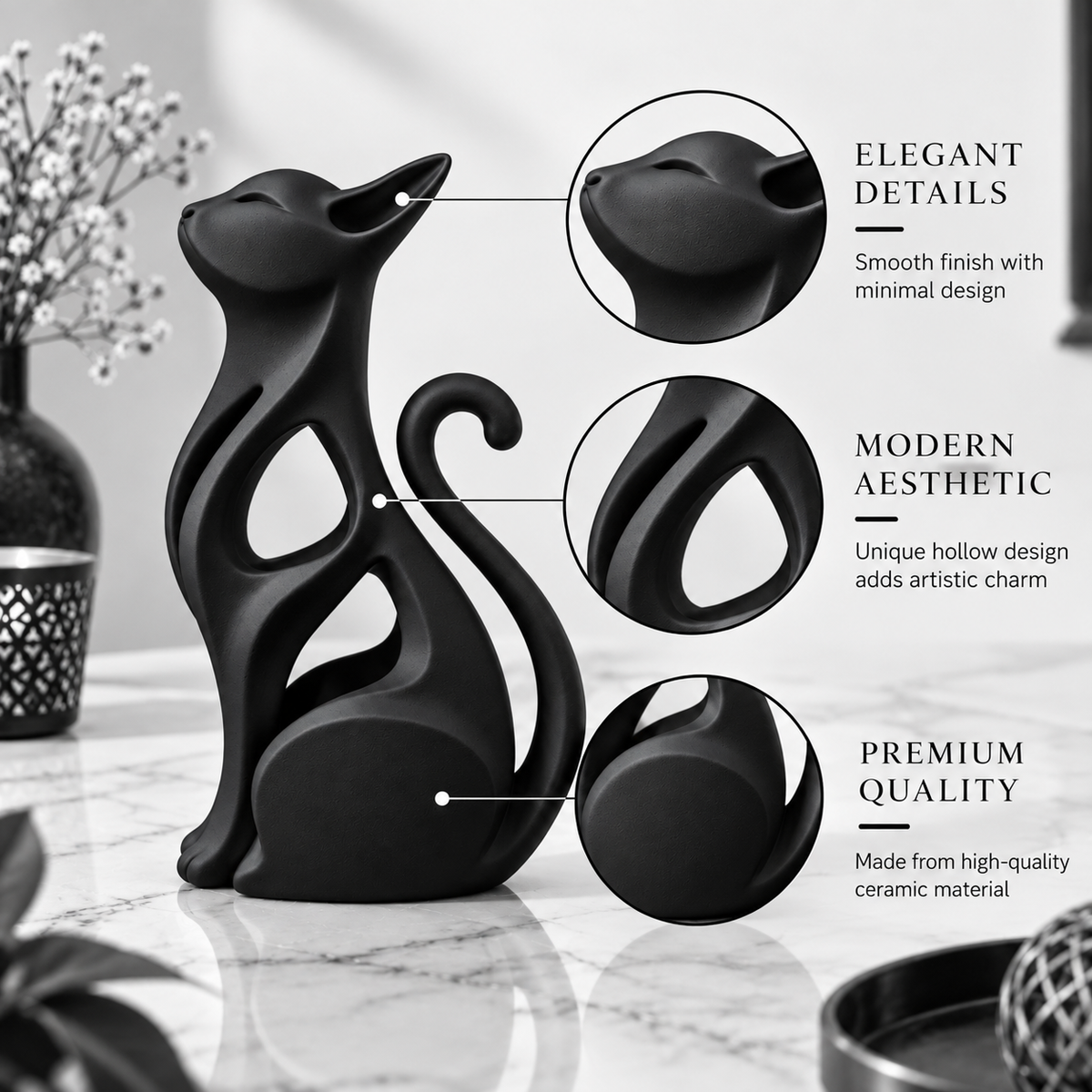 Modern Minimalist Abstract Cat Sculpture