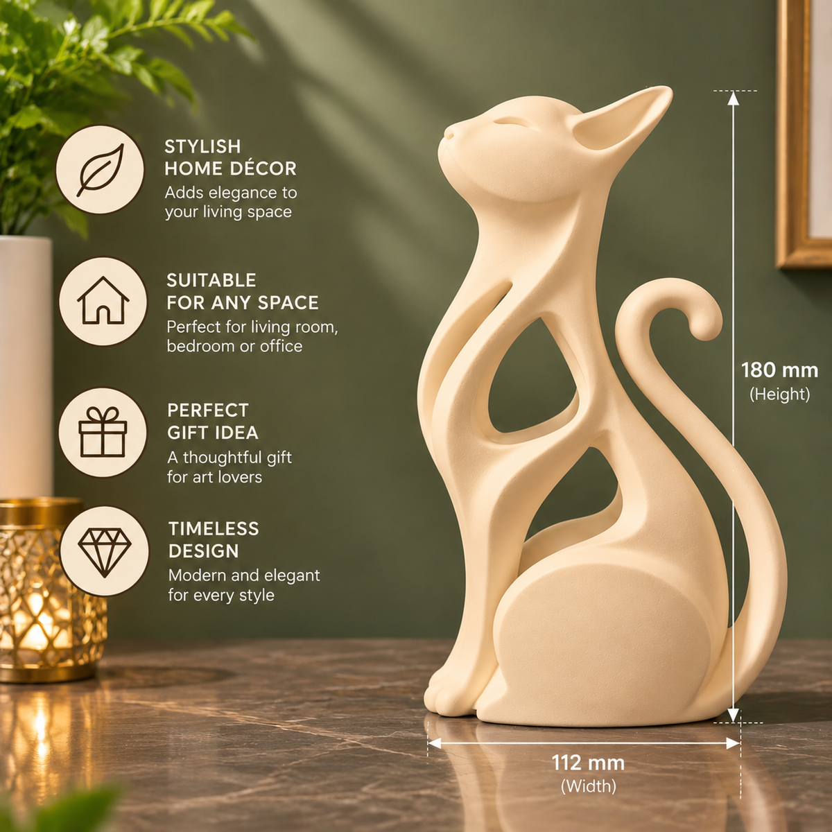 Modern Minimalist Abstract Cat Sculpture