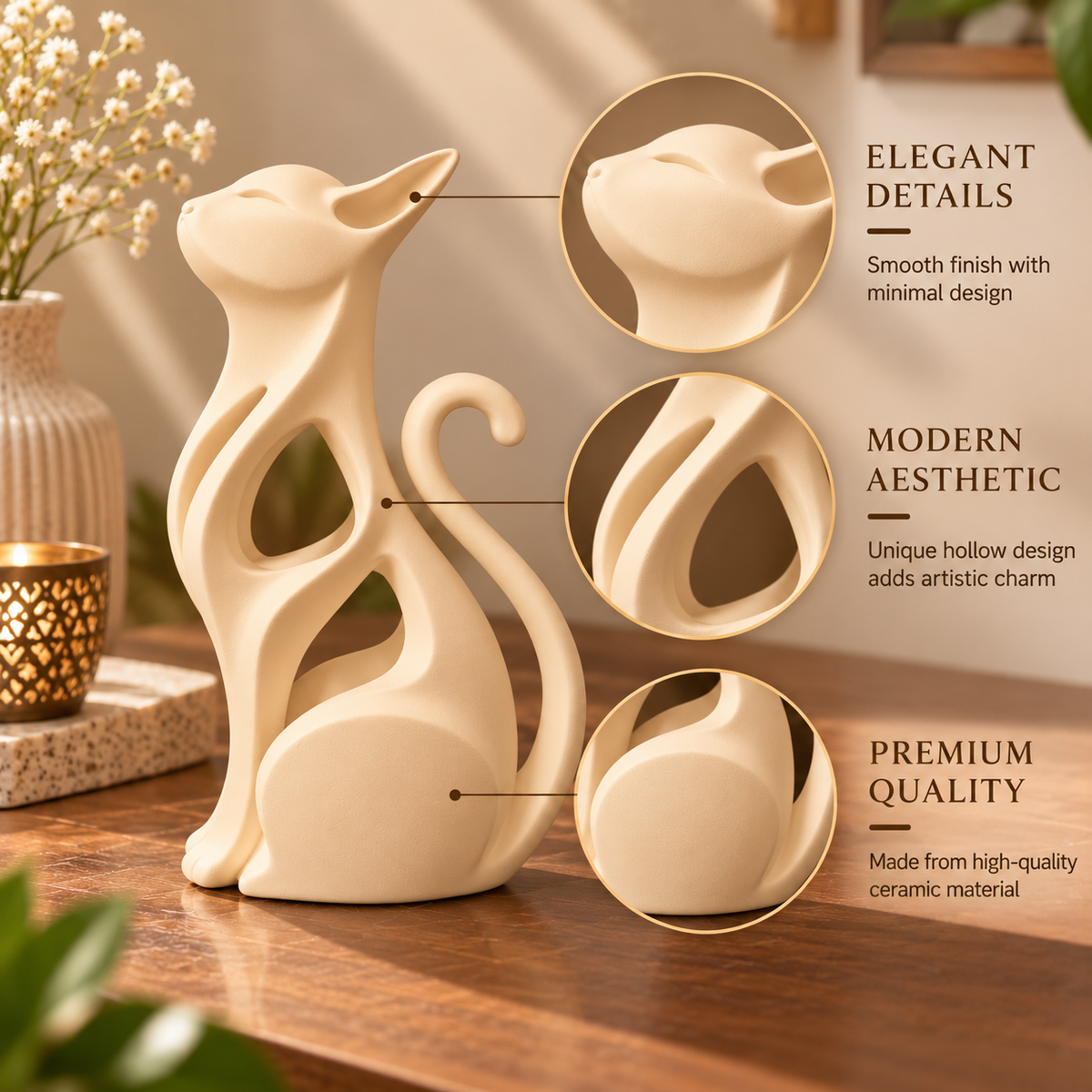 Modern Minimalist Abstract Cat Sculpture