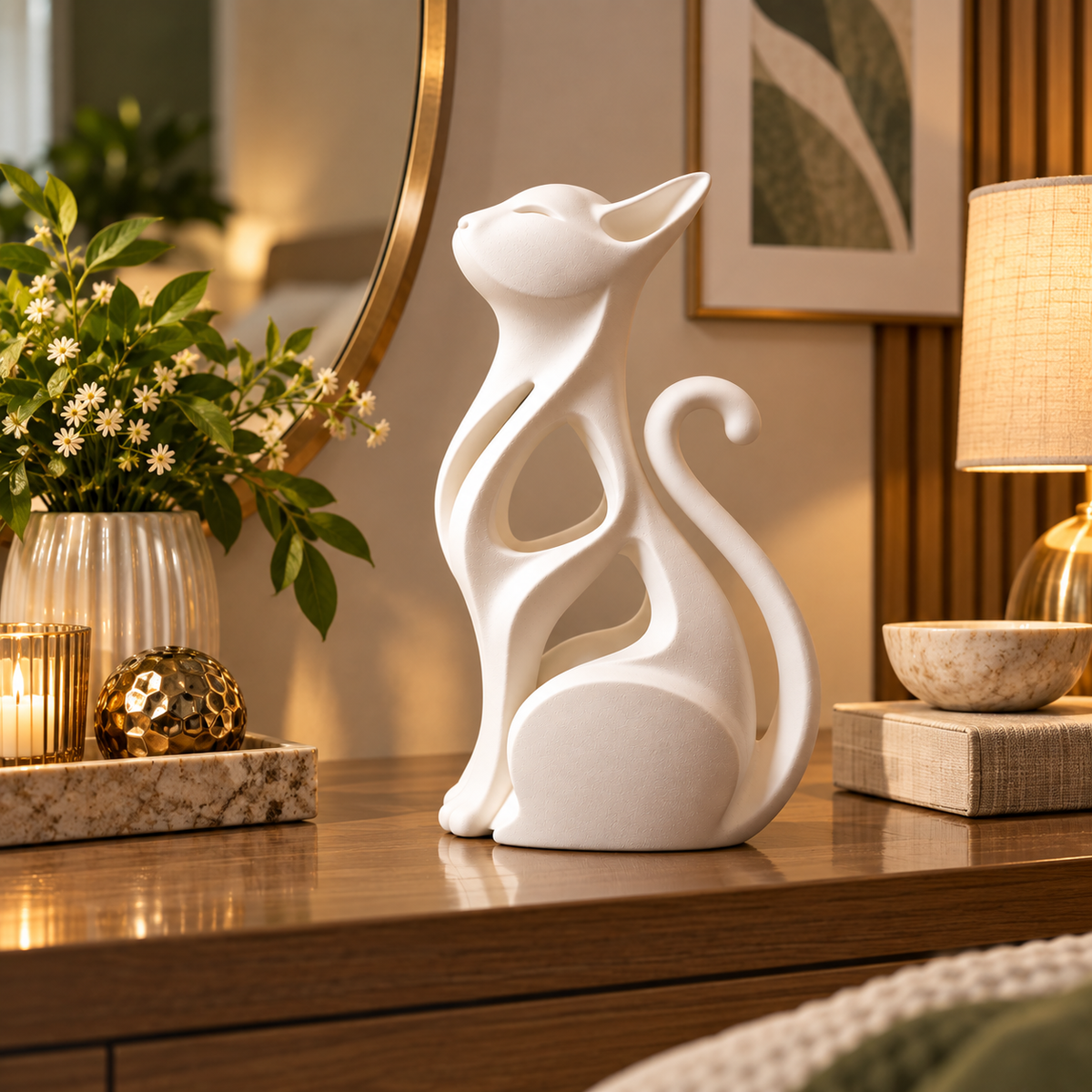Modern Minimalist Abstract Cat Sculpture