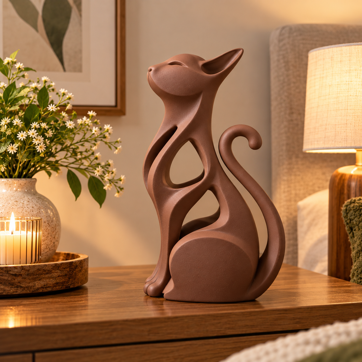 Modern Minimalist Abstract Cat Sculpture