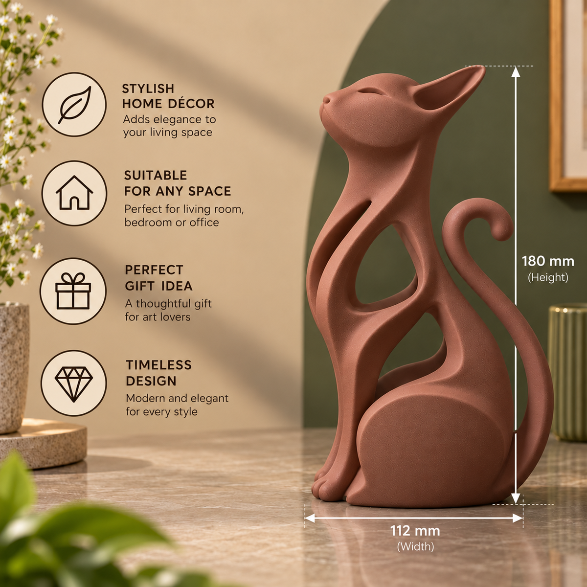 Modern Minimalist Abstract Cat Sculpture