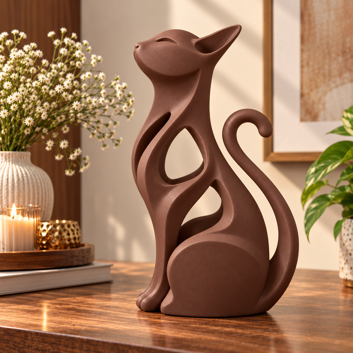 Modern Minimalist Abstract Cat Sculpture