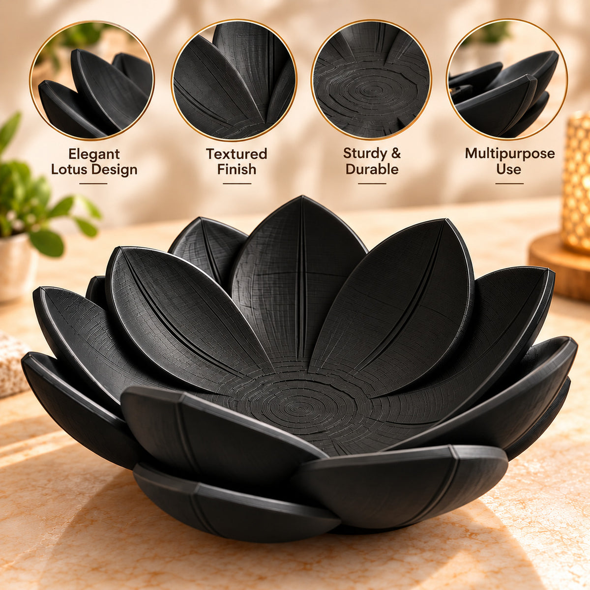 Lotus Decorative Bowl for Home Decor & Jewelry Storage