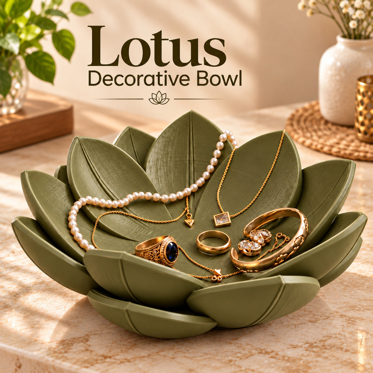 Lotus Decorative Bowl for Home Decor & Jewelry Storage