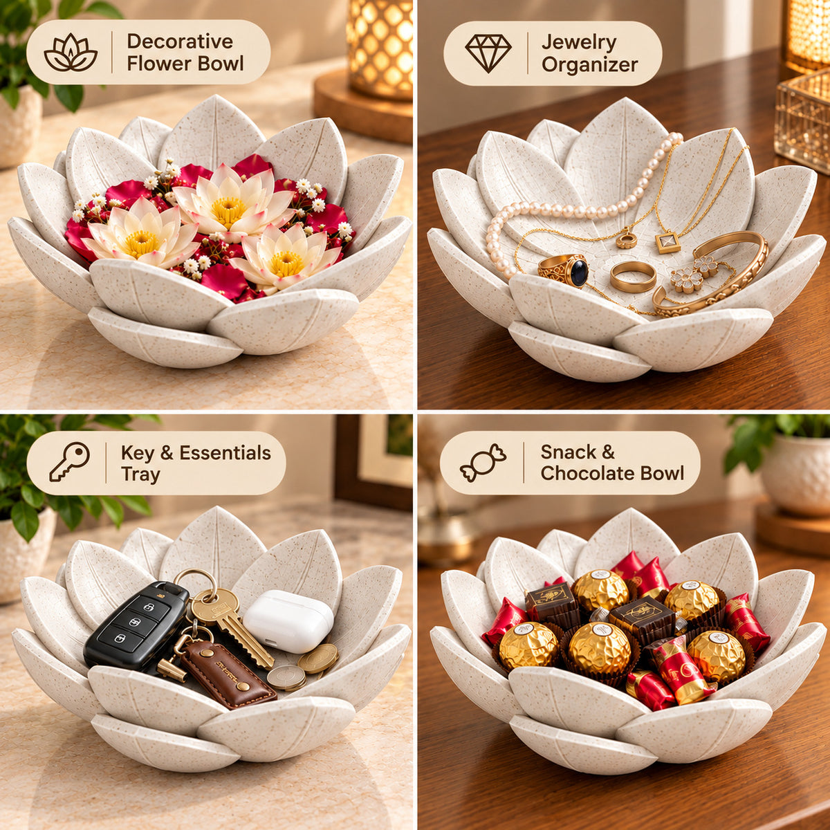 Lotus Decorative Bowl for Home Decor & Jewelry Storage