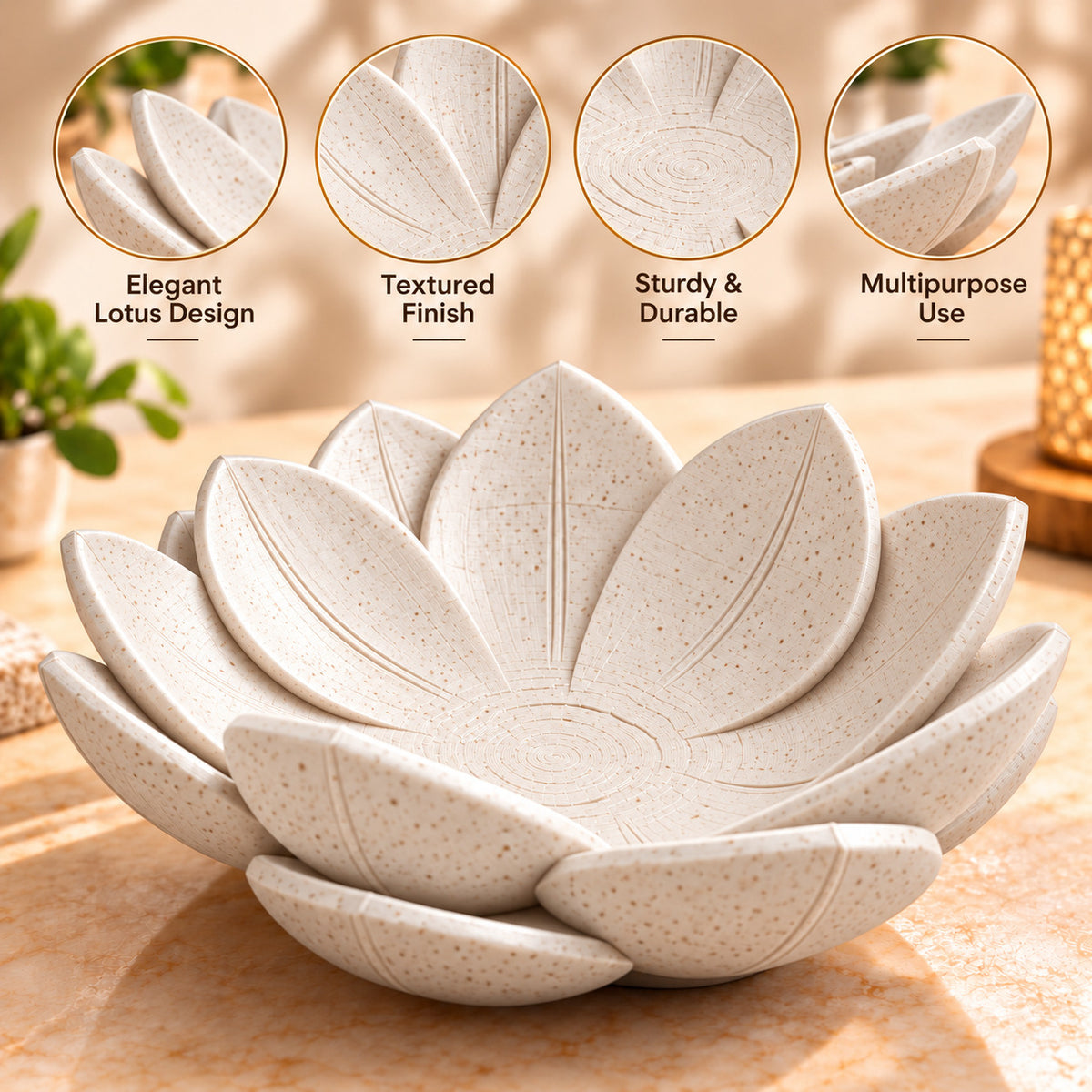 Lotus Decorative Bowl for Home Decor & Jewelry Storage