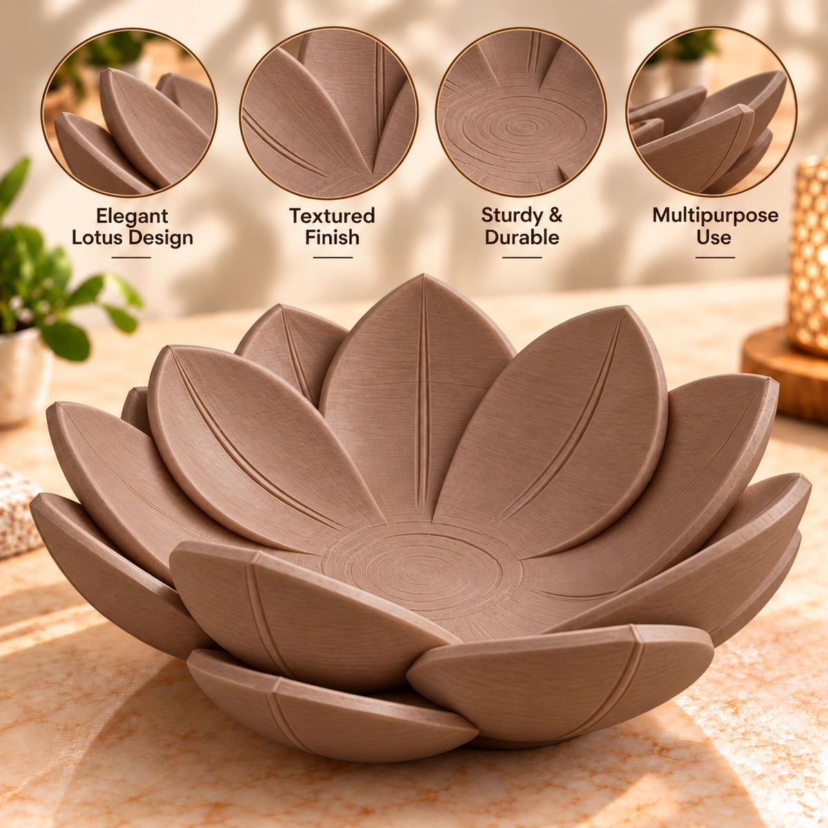 Lotus Decorative Bowl for Home Decor & Jewelry Storage - Navvi.in