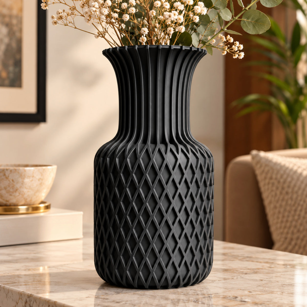 Geometric Lattice Decorative Flower Vase