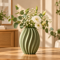 Ribbed Textured Decorative Flower Vase