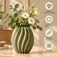 Ribbed Textured Decorative Flower Vase