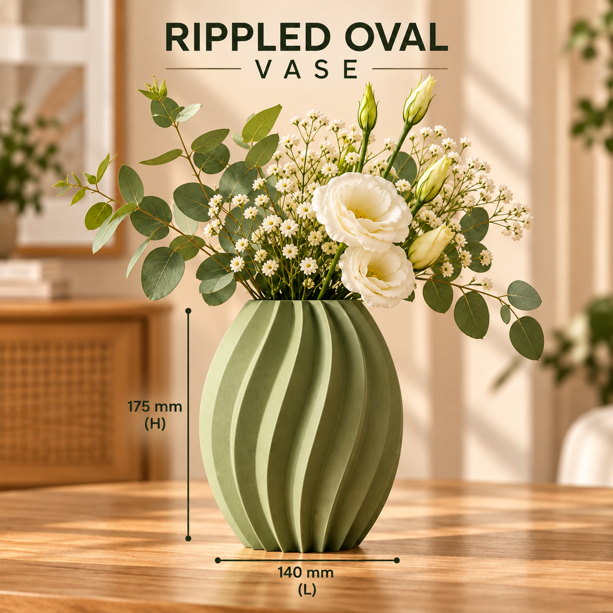 Ribbed Textured Decorative Flower Vase