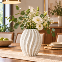 Ribbed Textured Decorative Flower Vase