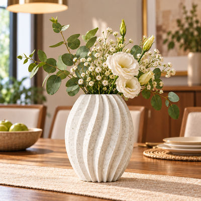 Ribbed Textured Decorative Flower Vase