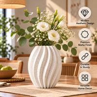 Ribbed Textured Decorative Flower Vase