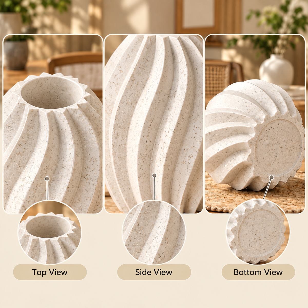 Ribbed Textured Decorative Flower Vase