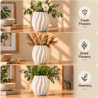 Ribbed Textured Decorative Flower Vase