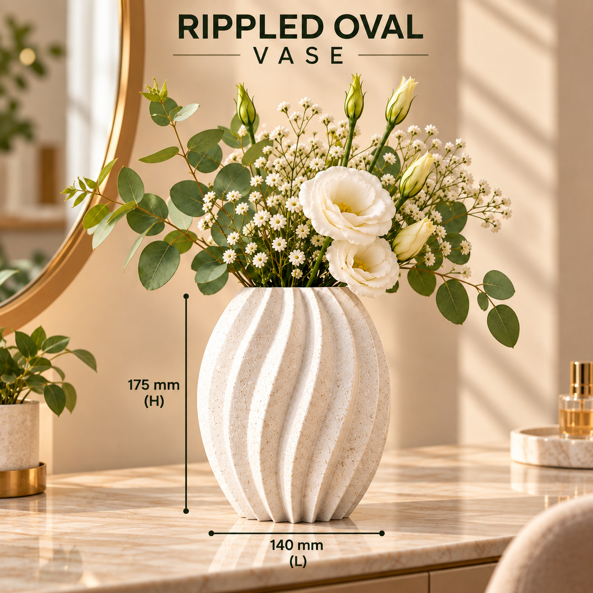 Ribbed Textured Decorative Flower Vase
