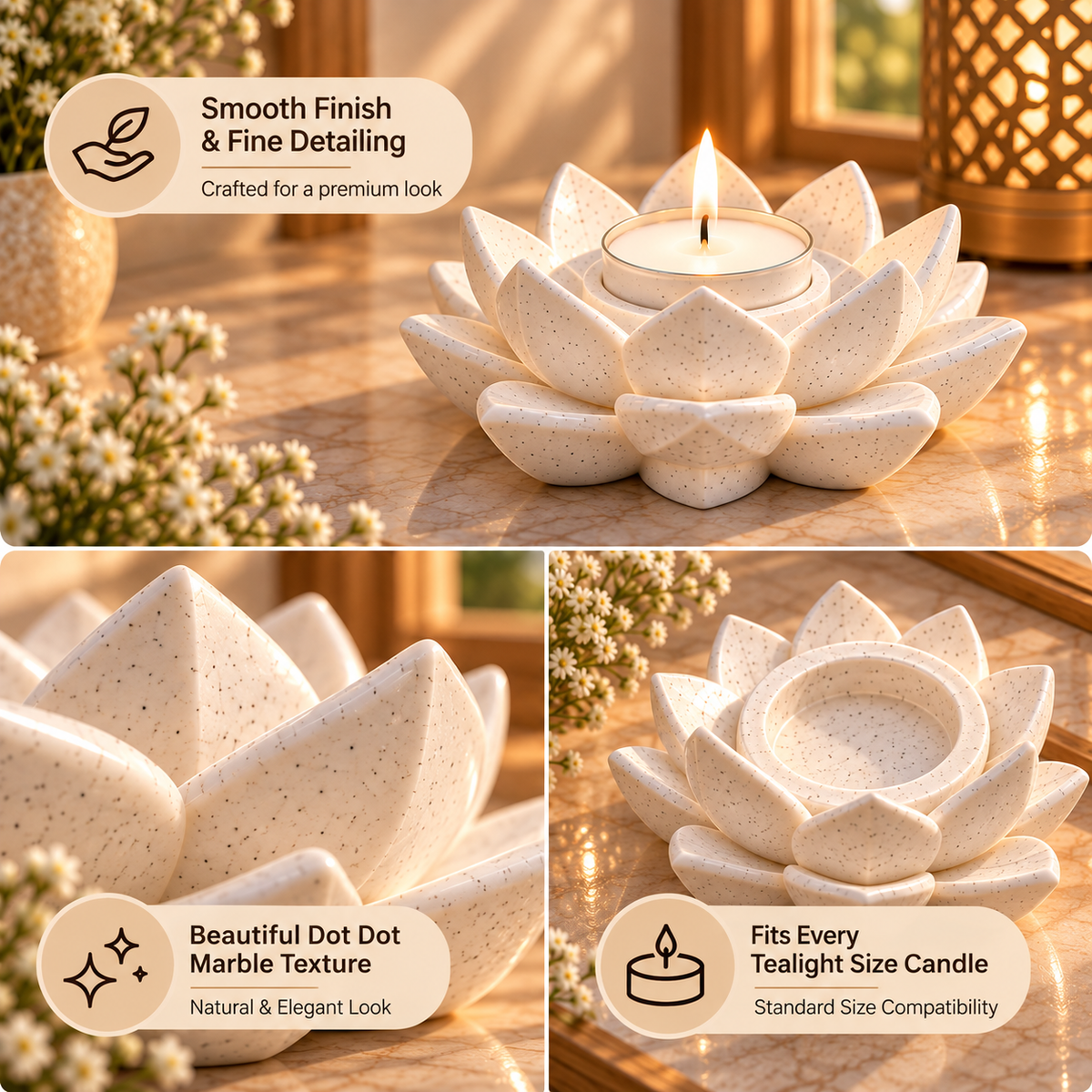 Lotus Shaped Tealight Candle Holder for Home Decor