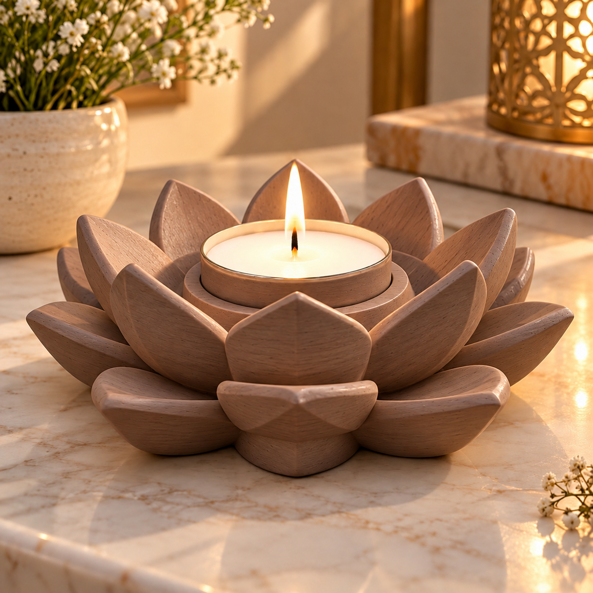 Lotus Shaped Tealight Candle Holder for Home Decor