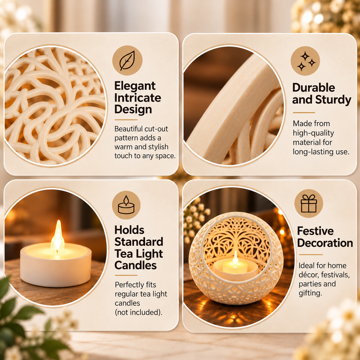 Decorative Lattice Tealight Candle Holder
