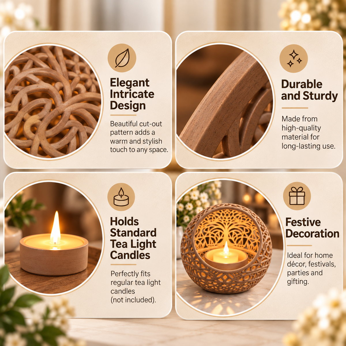 Decorative Lattice Tealight Candle Holder