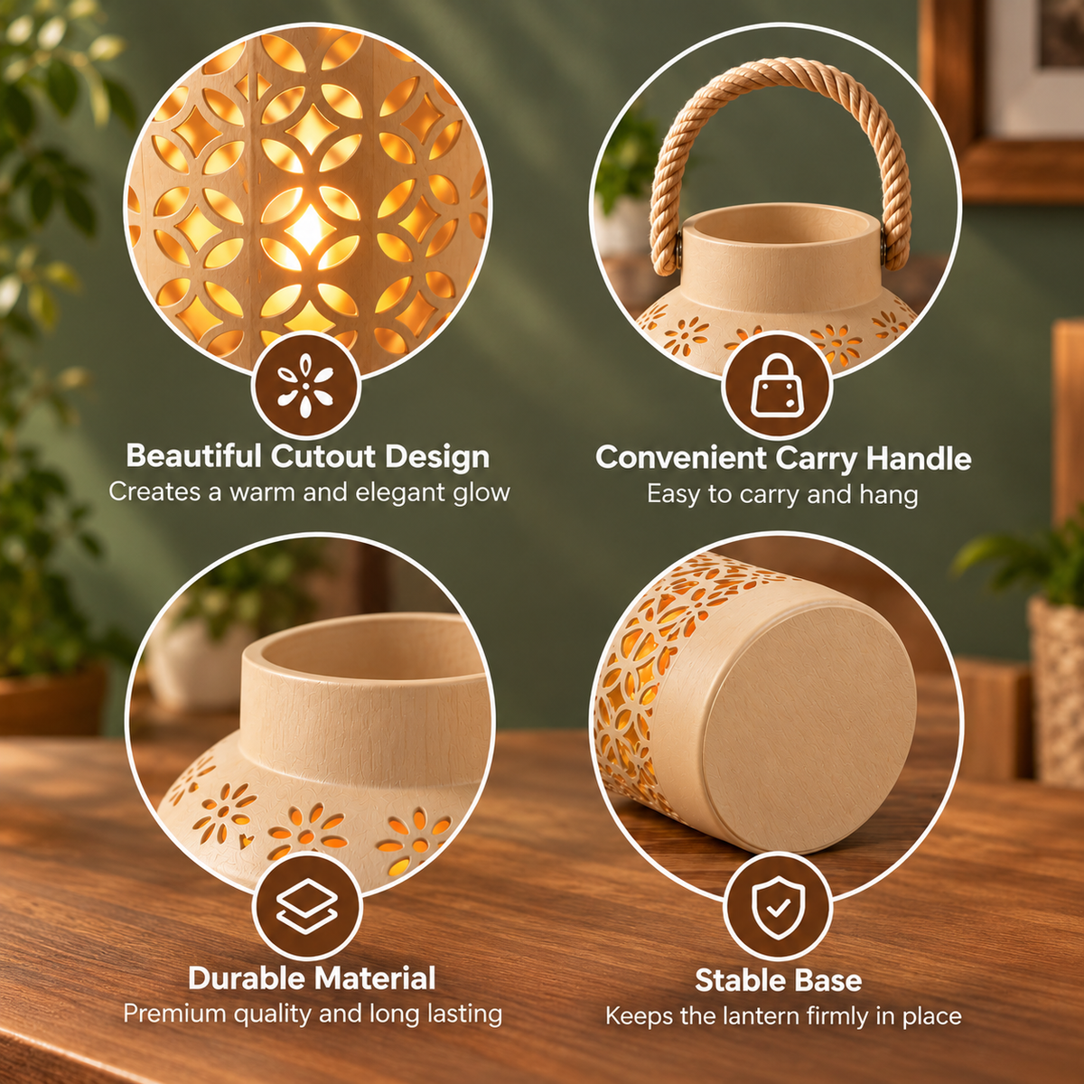 Floral Cutout Lantern Candlelight Decoration