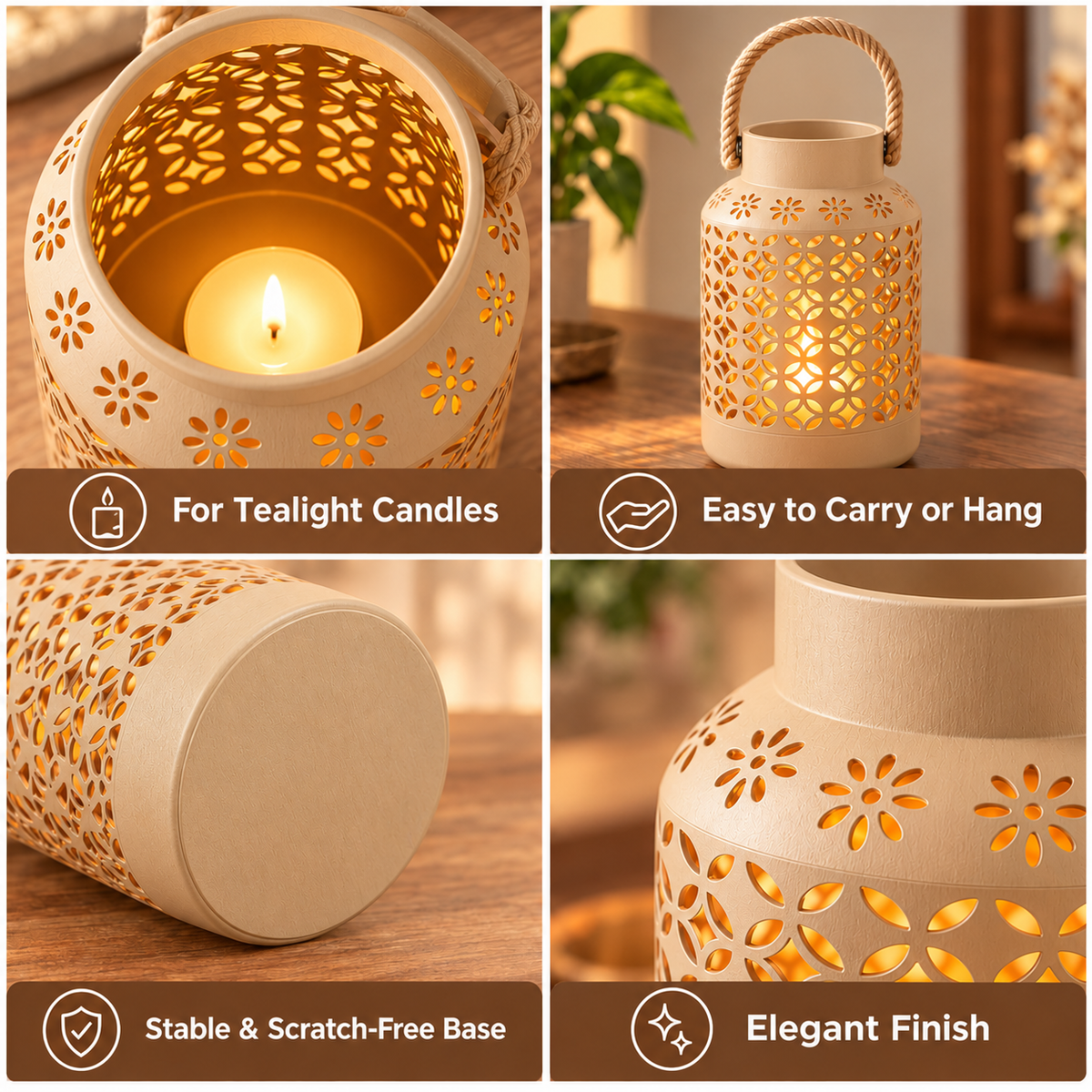 Floral Cutout Lantern Candlelight Decoration