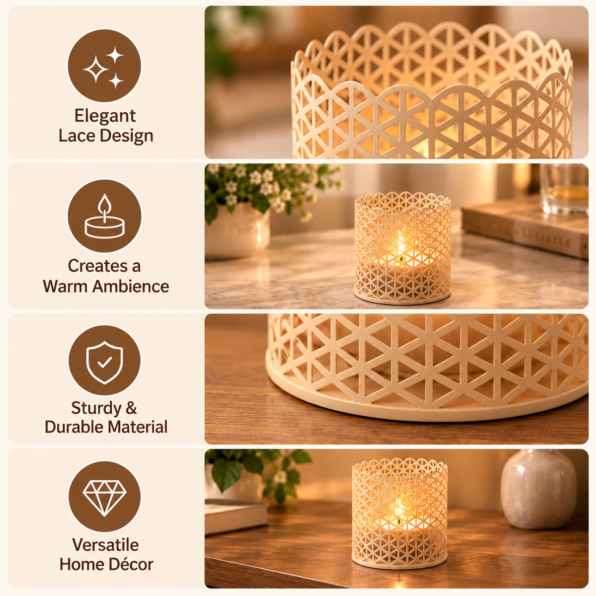 Decorative Lattice Candle Holders Set of 2