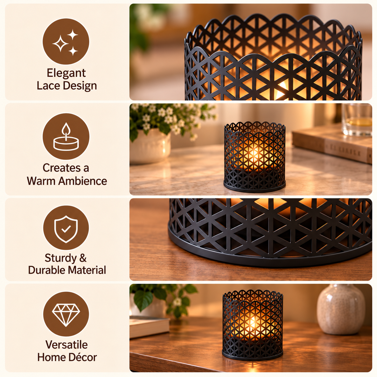 Decorative Lattice Candle Holders Set of 2