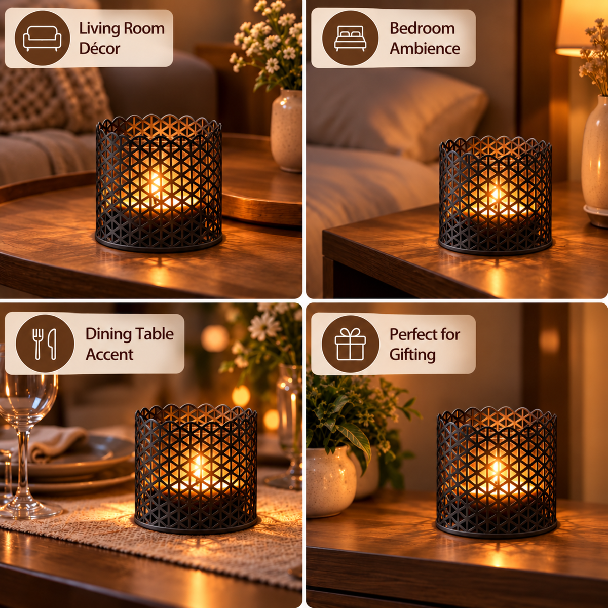 Decorative Lattice Candle Holders Set of 2
