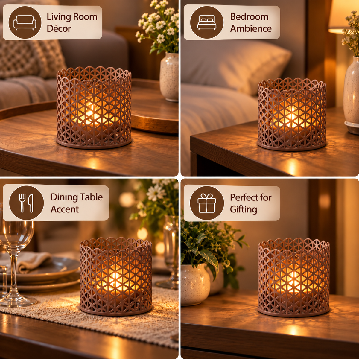 Decorative Lattice Candle Holders Set of 2