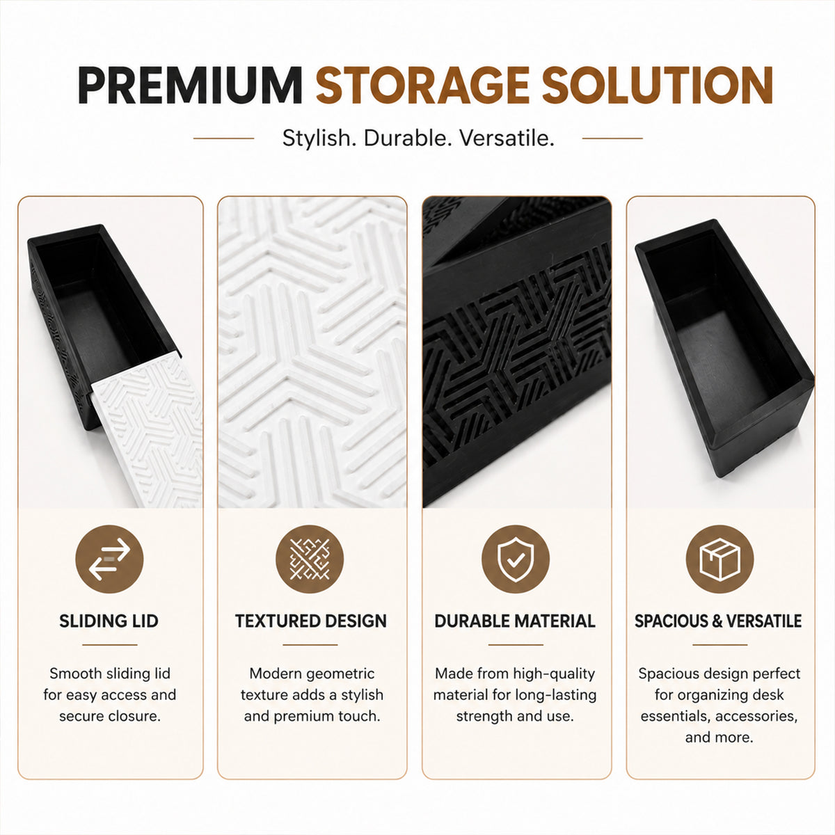 Geometric Pattern Decorative Storage Box with Sliding Lid