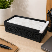 Geometric Pattern Decorative Storage Box with Sliding Lid