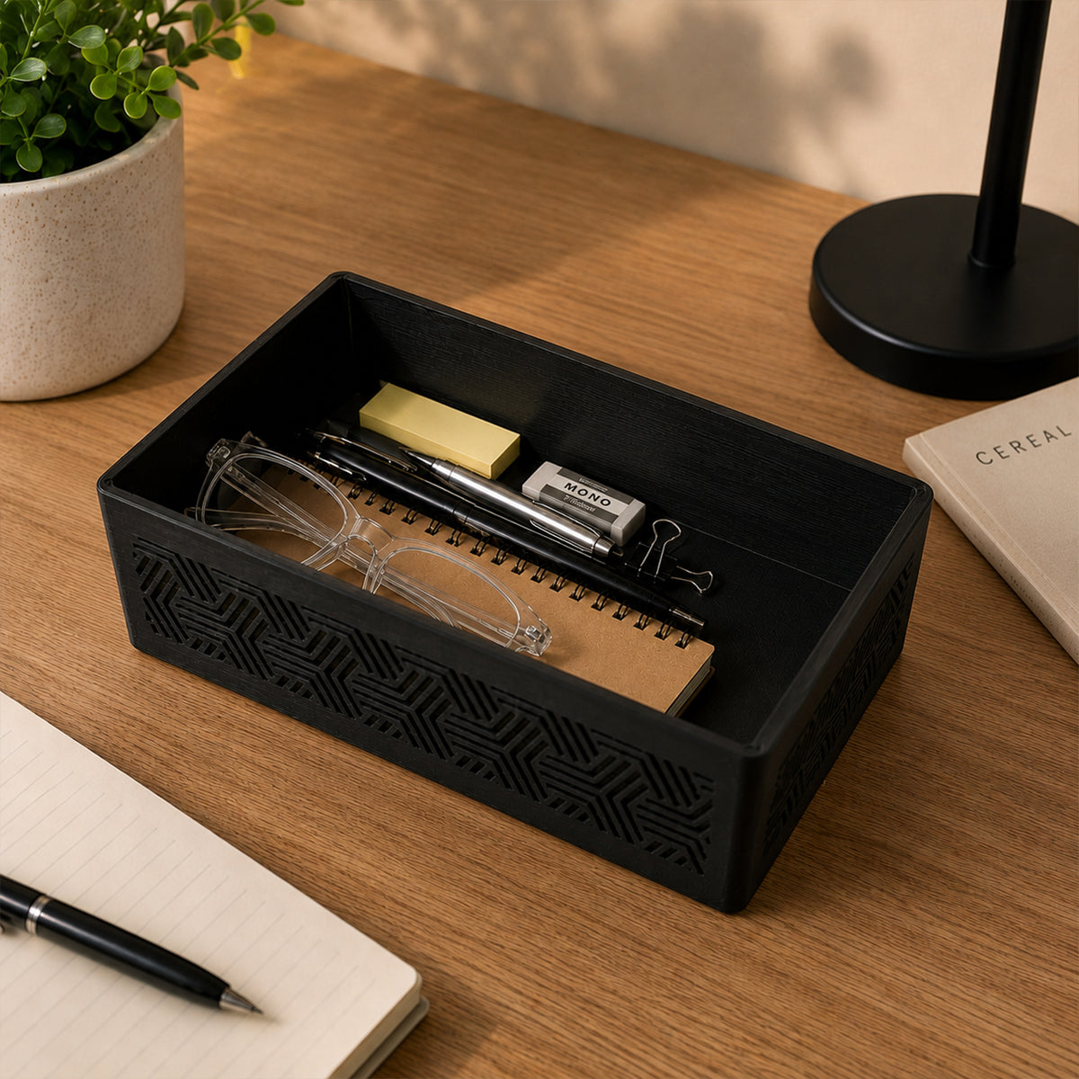 Geometric Pattern Decorative Storage Box with Sliding Lid