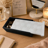 Geometric Pattern Decorative Storage Box with Sliding Lid