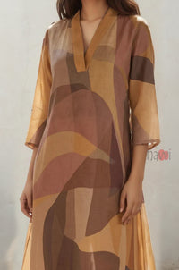 Aura Abstract A-Line Pure Linen Kurta