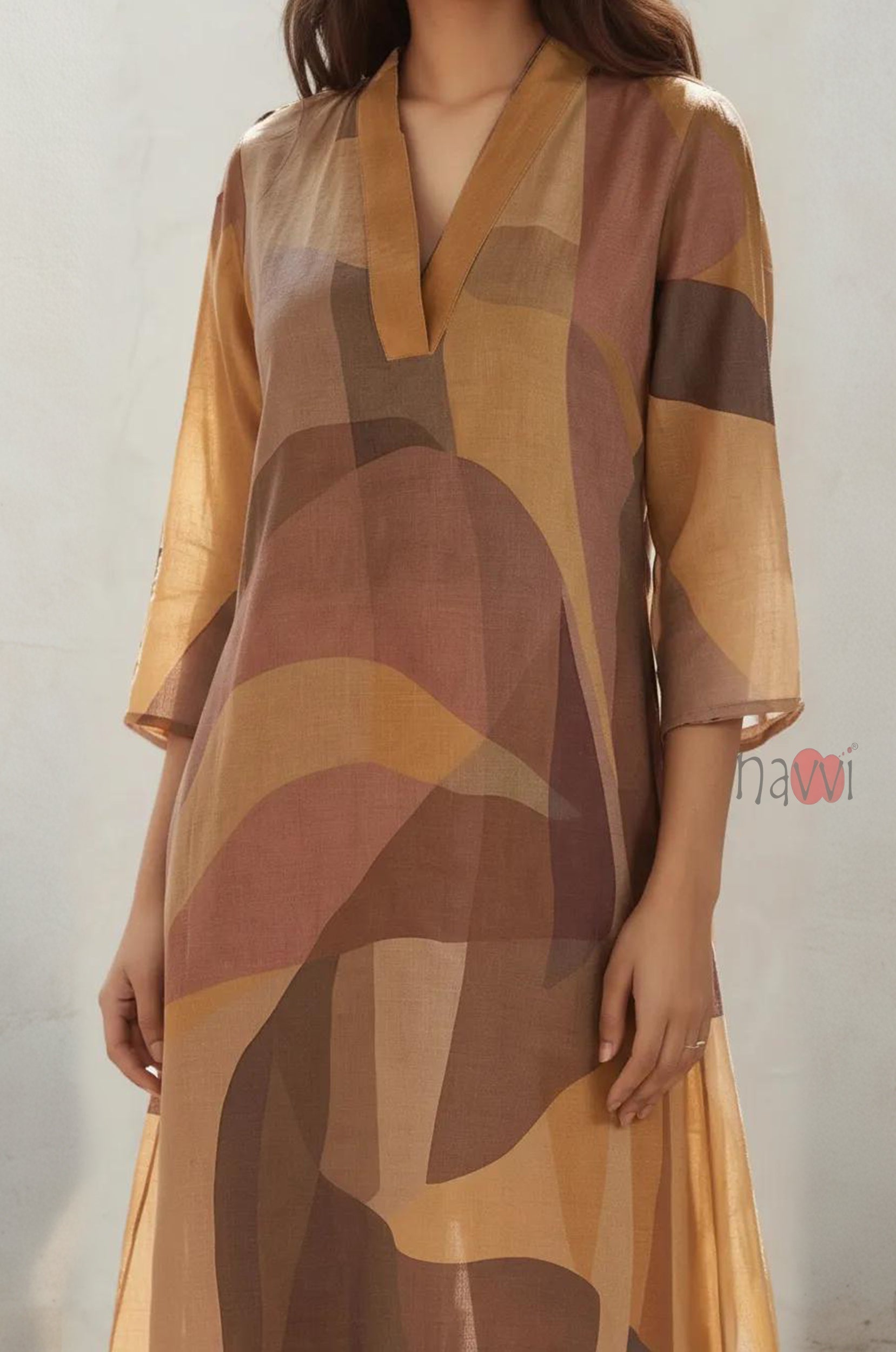 Aura Abstract A-Line Pure Linen Kurta