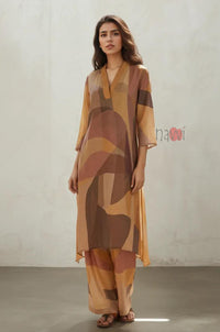 Aura Abstract A-Line Pure Linen Kurta