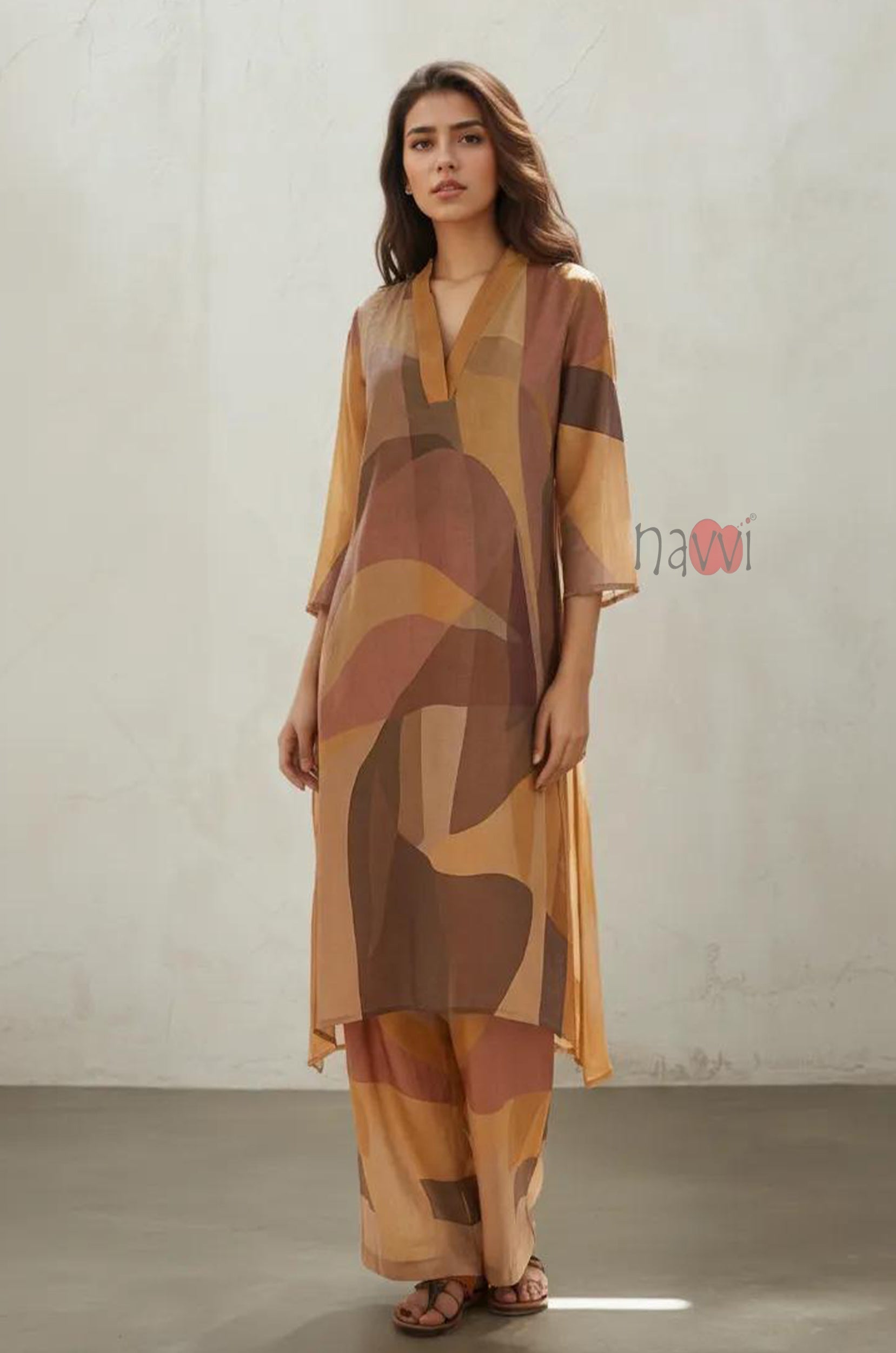 Aura Abstract A-Line Pure Linen Kurta