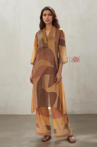 Aura Abstract A-Line Pure Linen Kurta