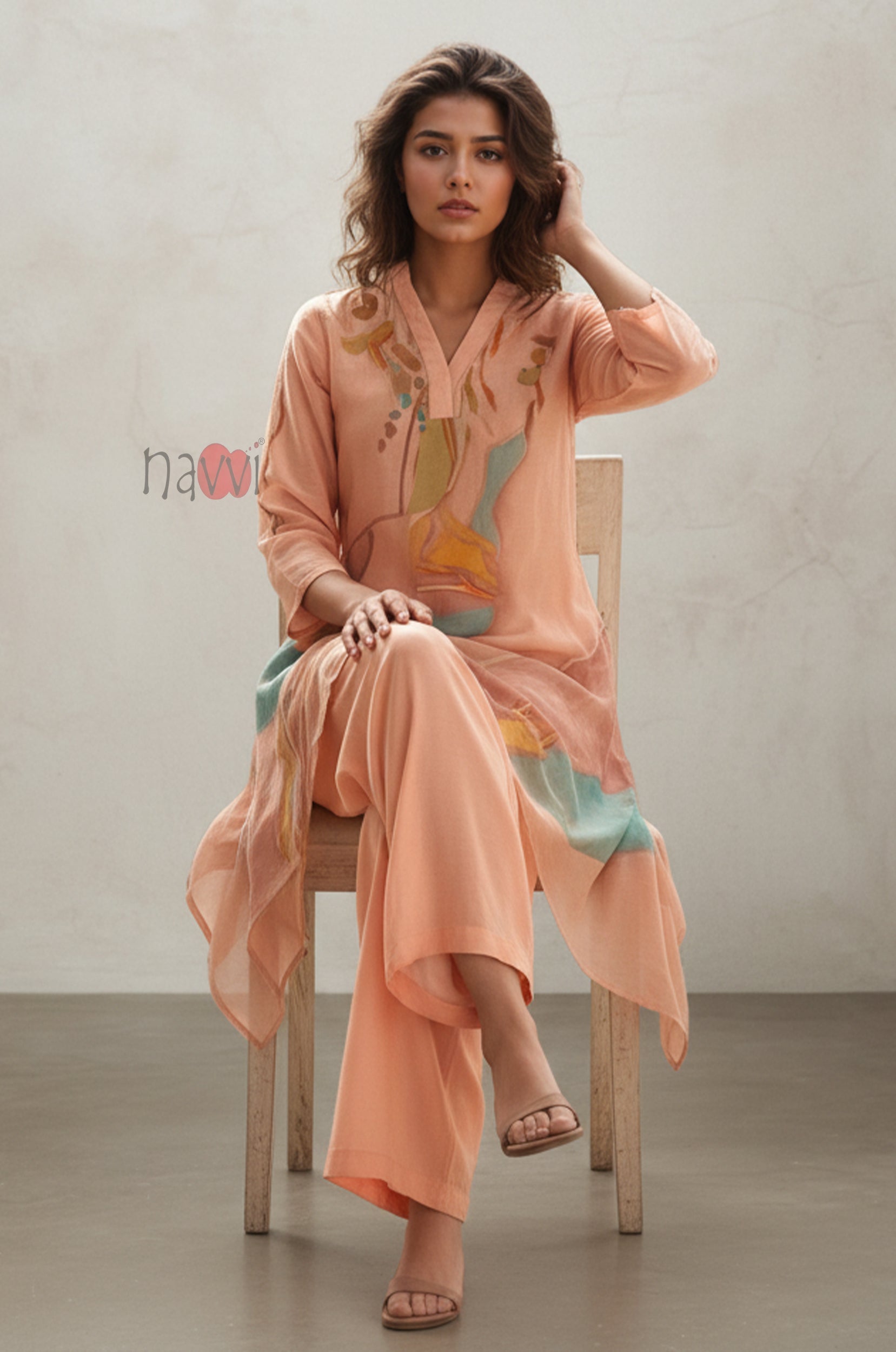 Aurora Printed Pure Linen Kurta Set - Navvi.in