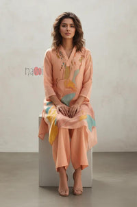 Aurora Printed Pure Linen Kurta Set - Navvi.in