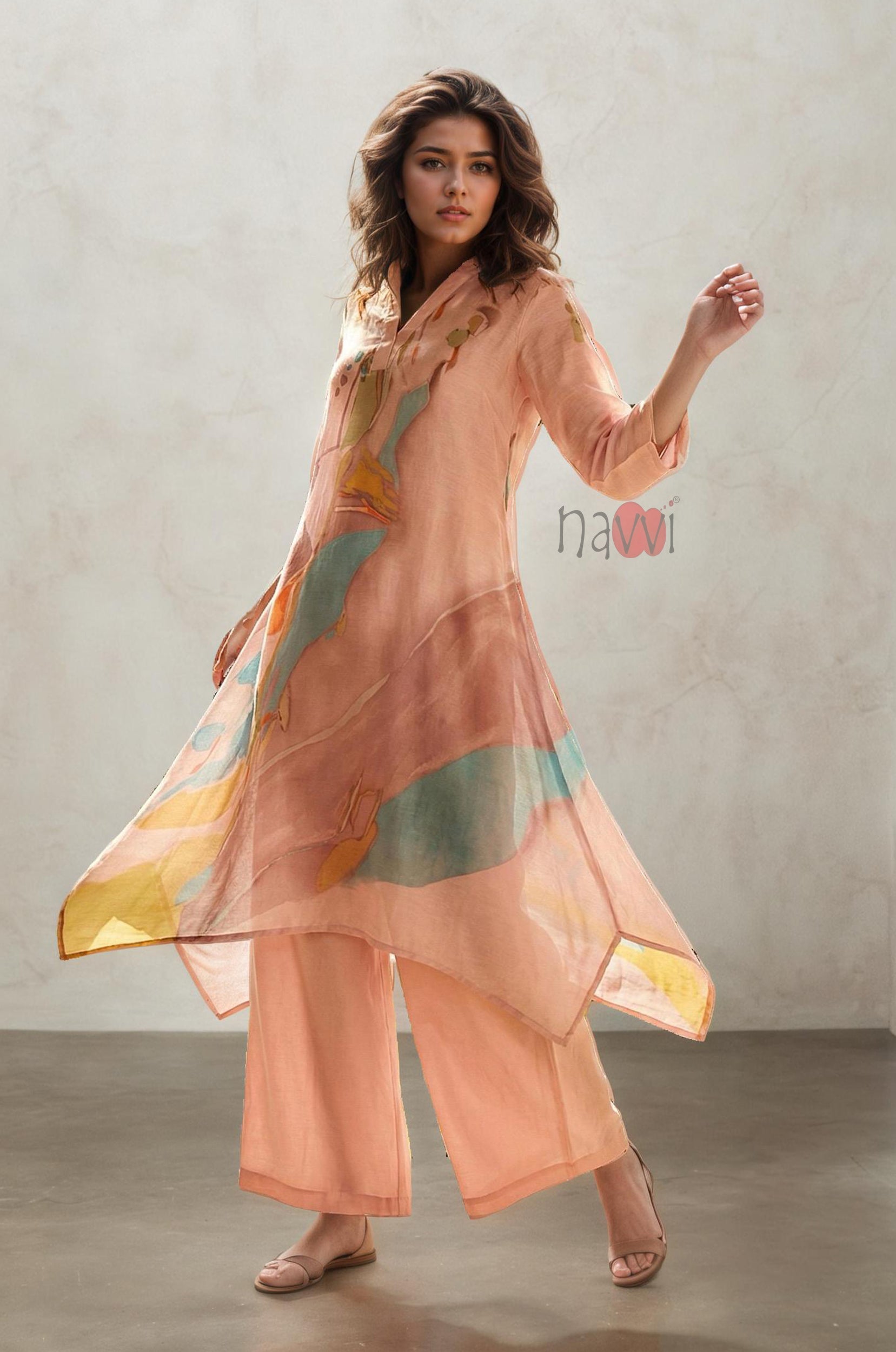 Aurora Printed Pure Linen Kurta Set - Navvi.in