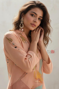 Aurora Printed Pure Linen Kurta Set - Navvi.in