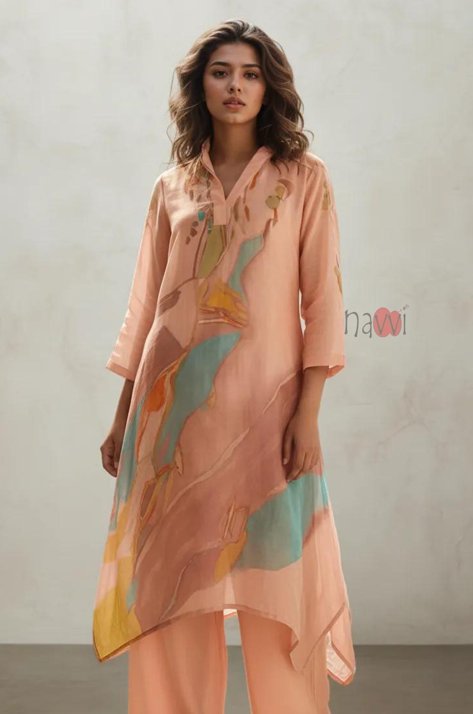 Aurora Printed Pure Linen Kurta Set - Navvi.in