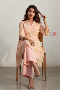 Blush Bloom Floral Pure Linen Kurta Set