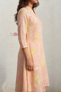 Blush Bloom Floral Pure Linen Kurta Set