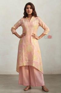 Blush Bloom Floral Pure Linen Kurta Set